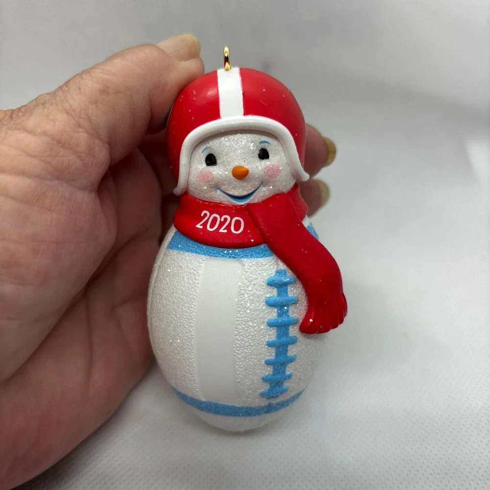 Hallmark Football Snowman Ornament Red 2020 Dated Personalizable